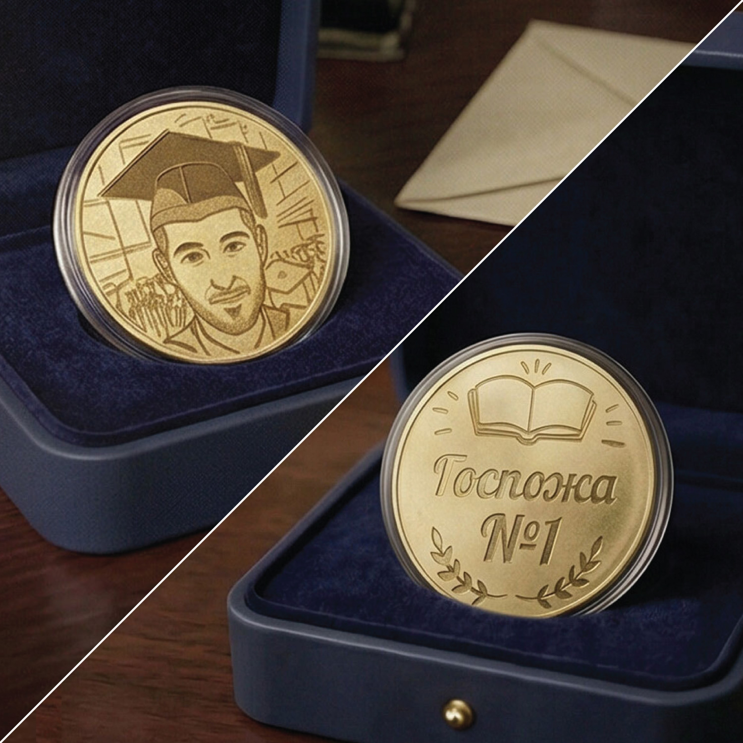 Персонализирана монета със снимка за абитуриент и абсолвент - Твоето специално послание