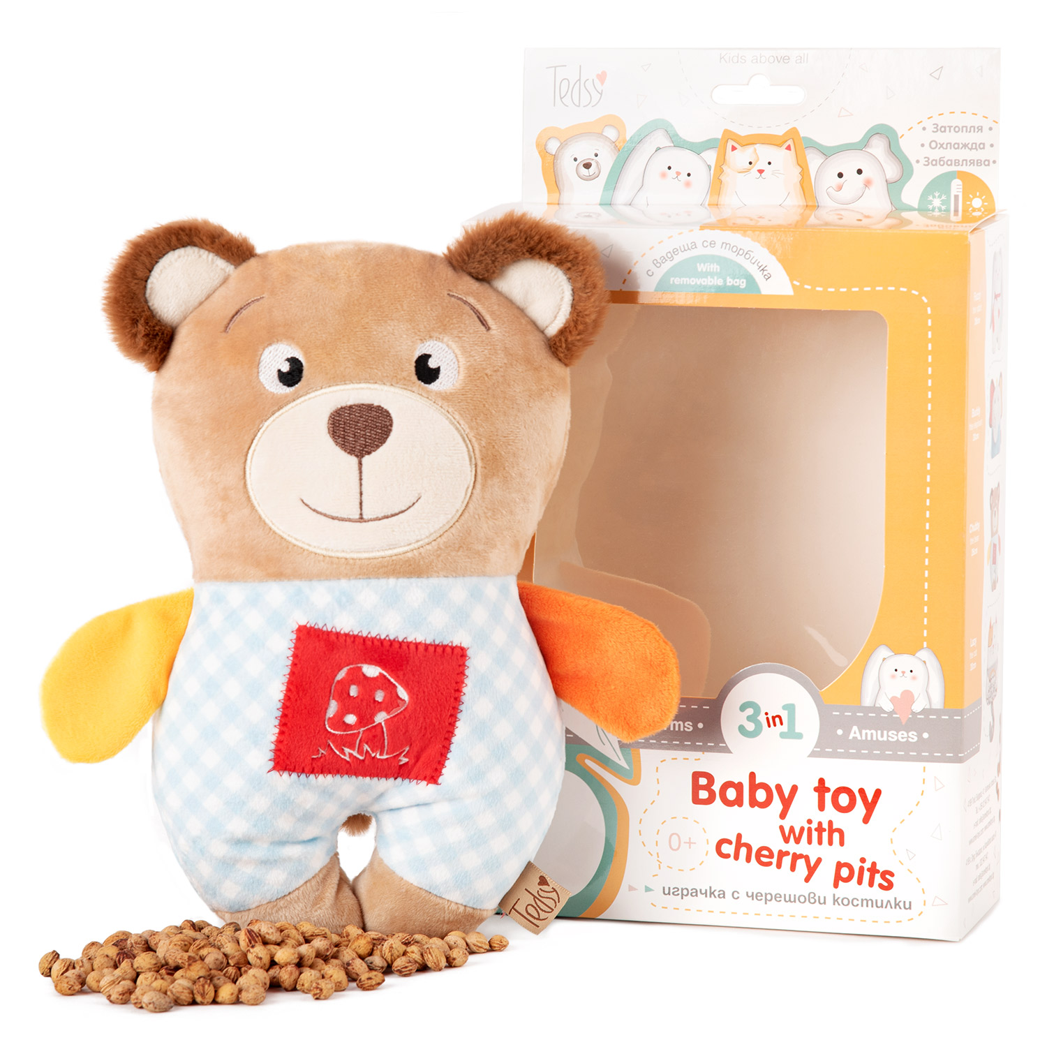 Бебешка плюшена играчка с черешови костилки МЕЧЕ - Chubby the bear