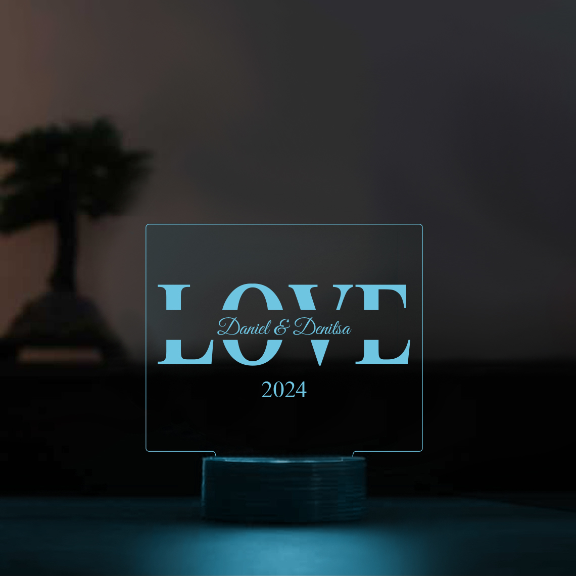 3D лед лампа - LOVE (6 цвята)