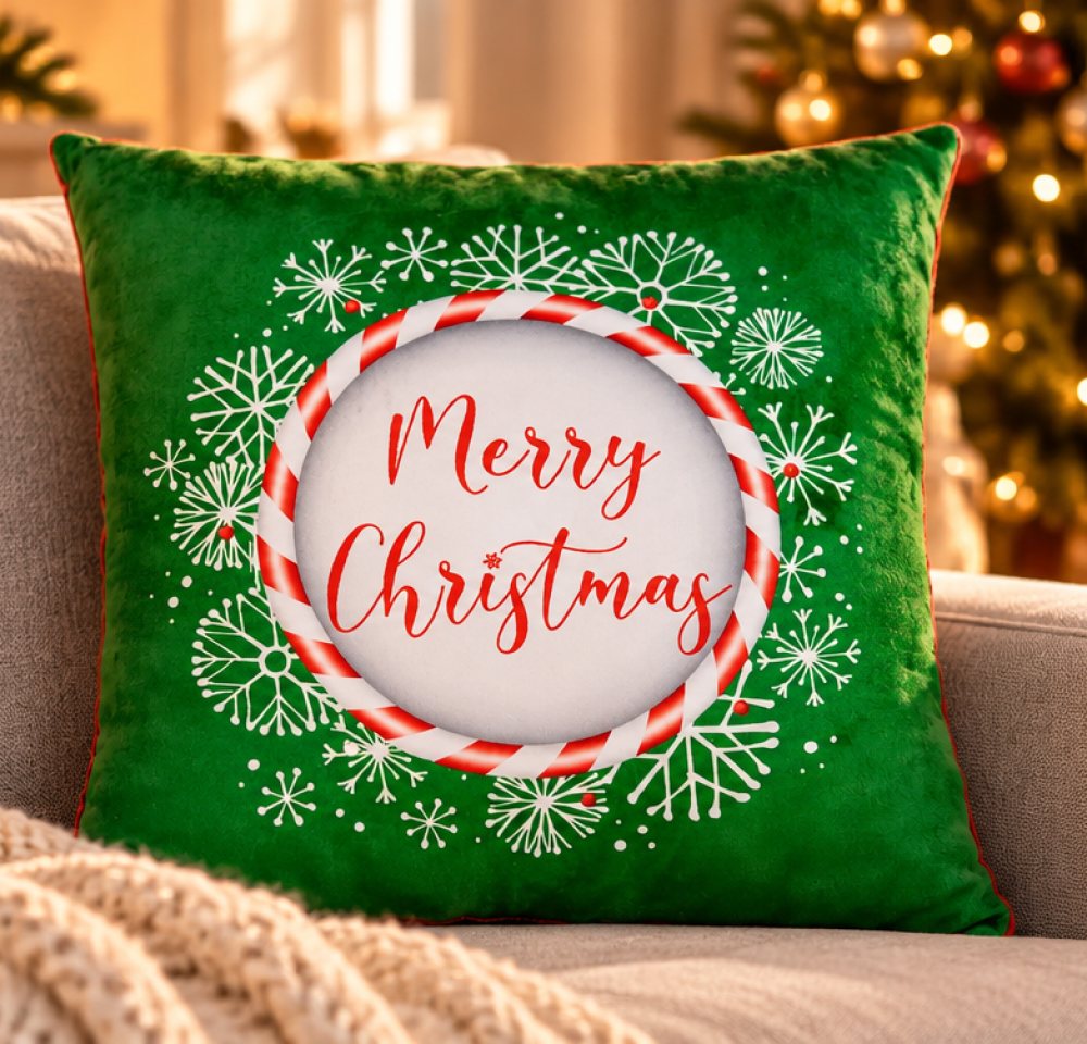 Коледна плюшена възглавница Merry Christmas